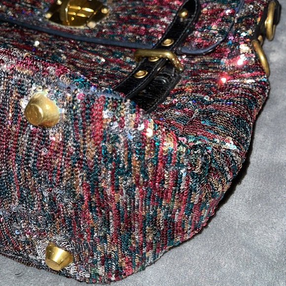 Preloved Miu Miu multicolor Paillette sequins turn lock top handle bag great con - Picture 4 of 14